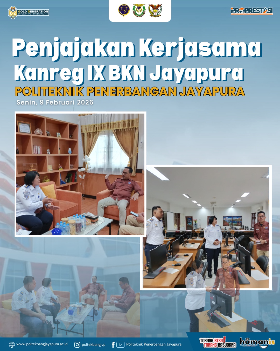 Politeknik Penerbangan Jayapura (Poltekbang Jayapura) menjajaki kerja sama dengan Kantor Regional IX Badan Kepegawaian Negara (BKN) Jayapura